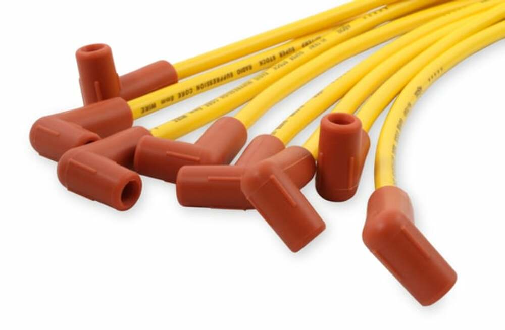 t Spark Plug Wire Set - 8mm - Yellow with Orange 90 Deg Boots - 4041 Accel
