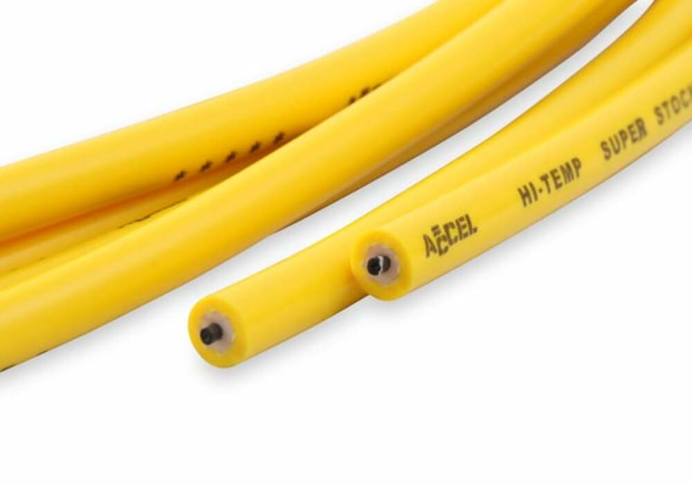 t Spark Plug Wire Set - 8mm - Yellow with Orange 90 Deg Boots - 4041 Accel