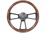 1969 Blazer Custom Steering Wheels-Black / Wood-Bowtie STRF8BW160-69