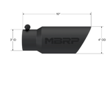 Tip; 4in. O.D.; Dual Wall Angled; 3in. inlet; 10in. length; Black - T5156BLK