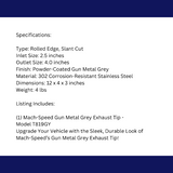 Rolled Edge Slant Cut Stainless Steel Tip Powered Coated Gun Metal Grey-T819GY