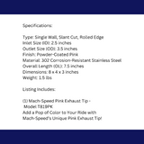 Rolled Edge Slant Cut Stainless Steel Tip Powered Coated Pink-T819PK