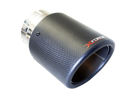 XFORCE TC-AW4-63 - S/Steel Round Angle Clamp-On Single Carbon Fiber Exhaust Tip