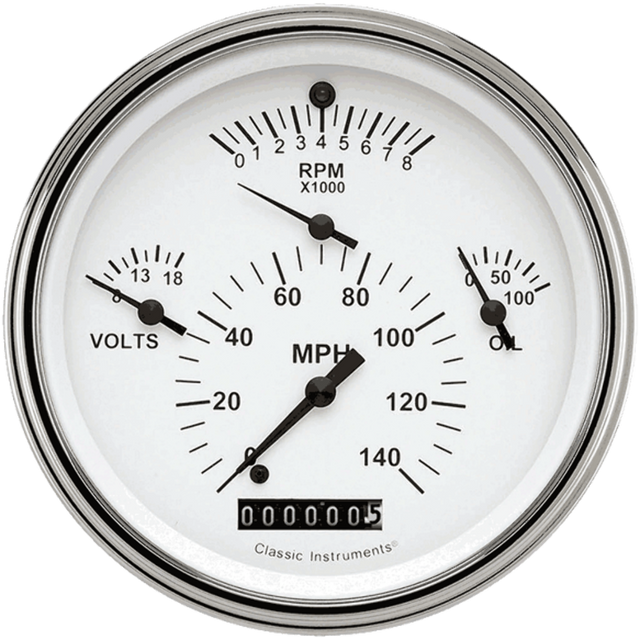 Tetra Series, White Combination Gauge TE40WSLF