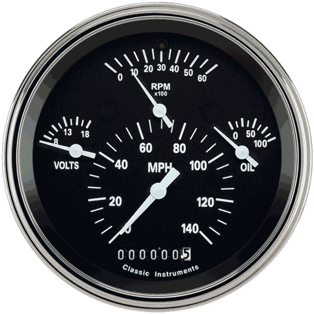 t Tetra Series, Black Combination Gauge TE40BSLF Classic Instruments