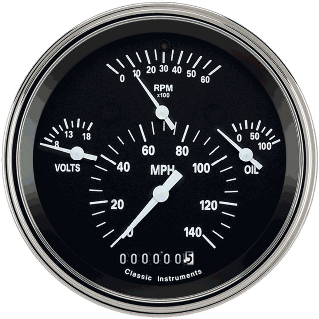 t Tetra Series, Black Combination Gauge TE40BSLF Classic Instruments