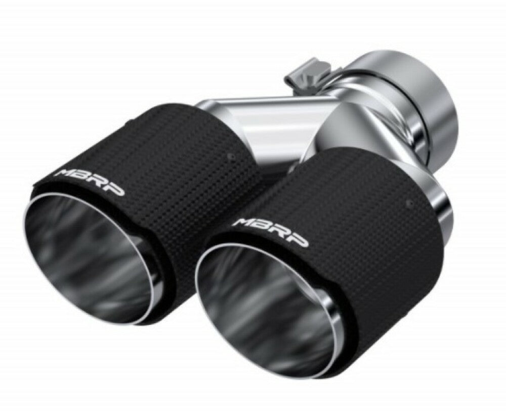 MBRP performance muffler T304 stainless steel black coated carbon fiber tip T5182CF 4 inch inlet 3 inch outlet