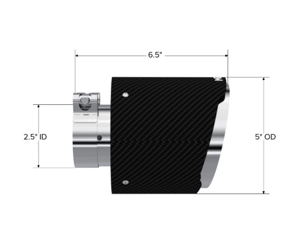 t Tip; 5" OD Out; 2.5" ID; 6.5" Length; Angle Cut; Dual Wall; Carbon Fiber-T5190CF MBRP Exhaust