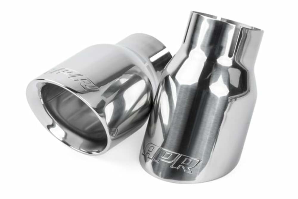 Fits 2017-24 718 Boxster Porsche Double-Walled 3.5"Cut Tips (Silver)-Set for Audi and VW stainless steel polished