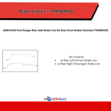 Brake Line Kit for 1998-2005 Ford Ranger Rear Axle drum brakes stainless steel