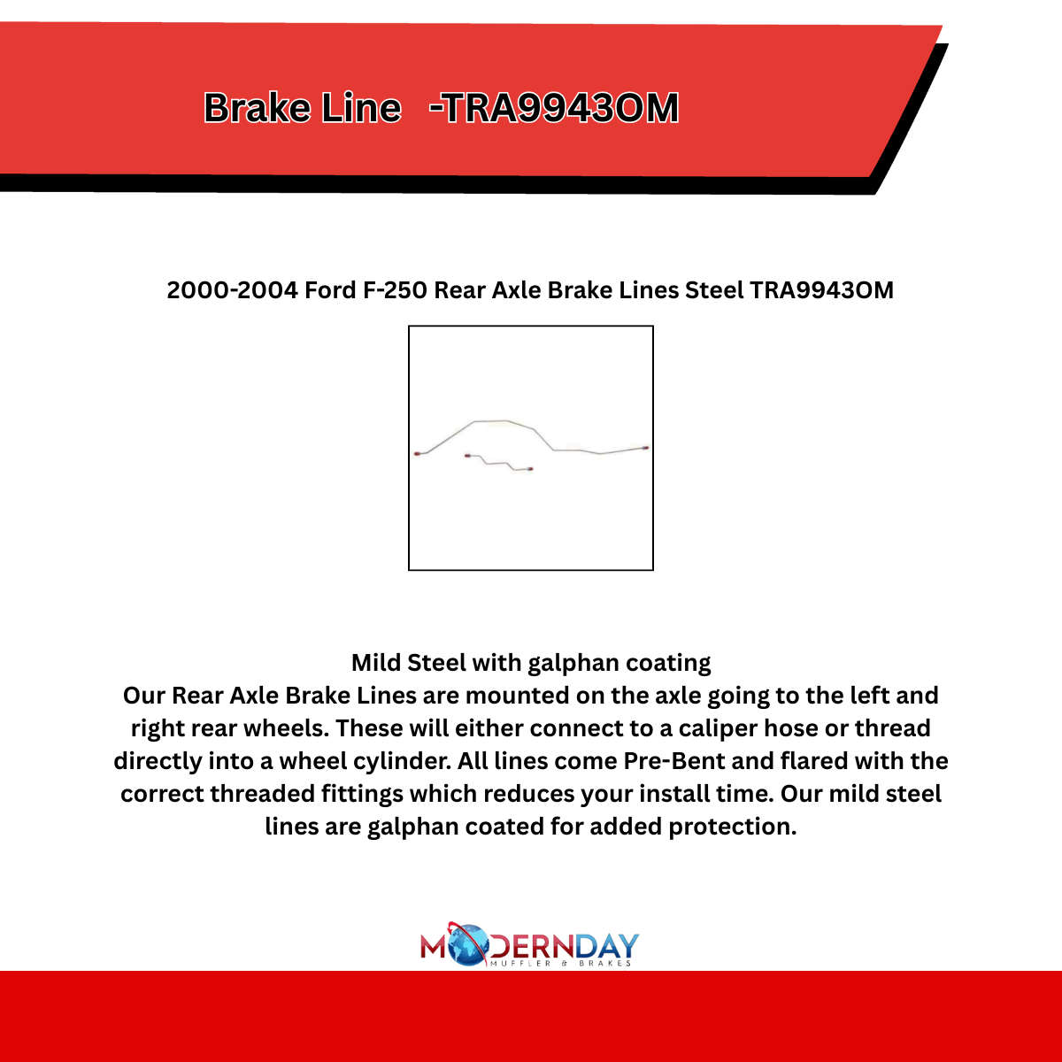 Brake Line for 2000-2004 Ford F-250 Rear Axle steel