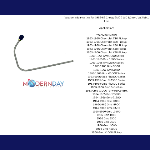 /GMC truck Vacuum Advance Line fits 1963-1966 Chevy C10 Pickup C8EA-4399-B3A0 Shafer's Classic Reproductions