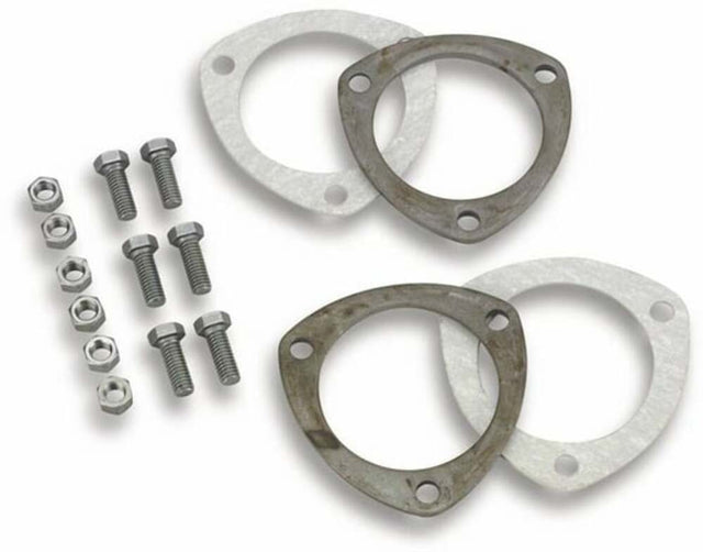 Hooker Two 3-Bolt Rings, Gaskets, 6 Bolts, for Tube 3.5", Collector Ring Kit 11435HKR