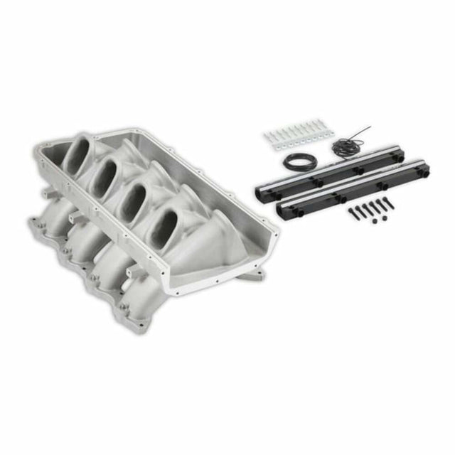 Holley EFI Ultra Lo-Ram Base, Ford Coyote Front Feed-300-921 for 2011-2023 Ford Mustang black aluminum