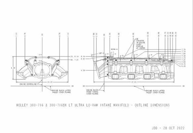 Holley EFI Ultra Lo-Ram Manifold Kit-Gm Gen V Lt Front-Feed Direct Inject-Black-300-716BK for Ram Corvette black aluminum