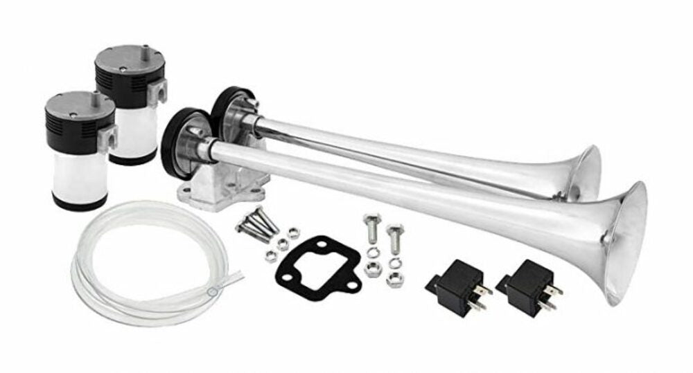 t Universal Dual Horns With Compressors And Mounting Hardware-Blue-LAH611BL Modern Day Muffler and Brakes