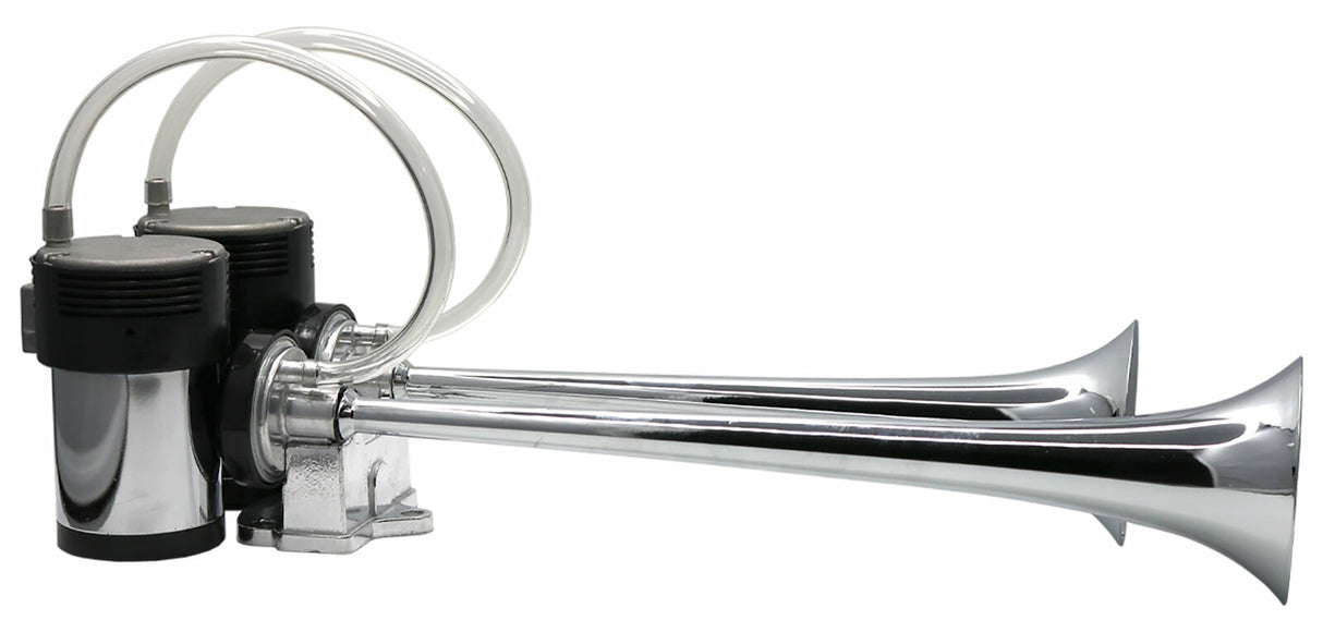 t Universal Dual Horns With Compressors And Mounting Hardware-Chrome-LAH611 Modern Day Muffler and Brakes