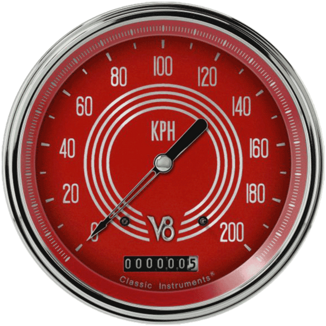 V8 Red Steelie 4 5/8" Speedometer V8RS58SLC