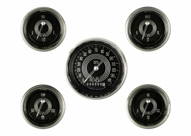 Classic Instruments analog dash gauge set black silver