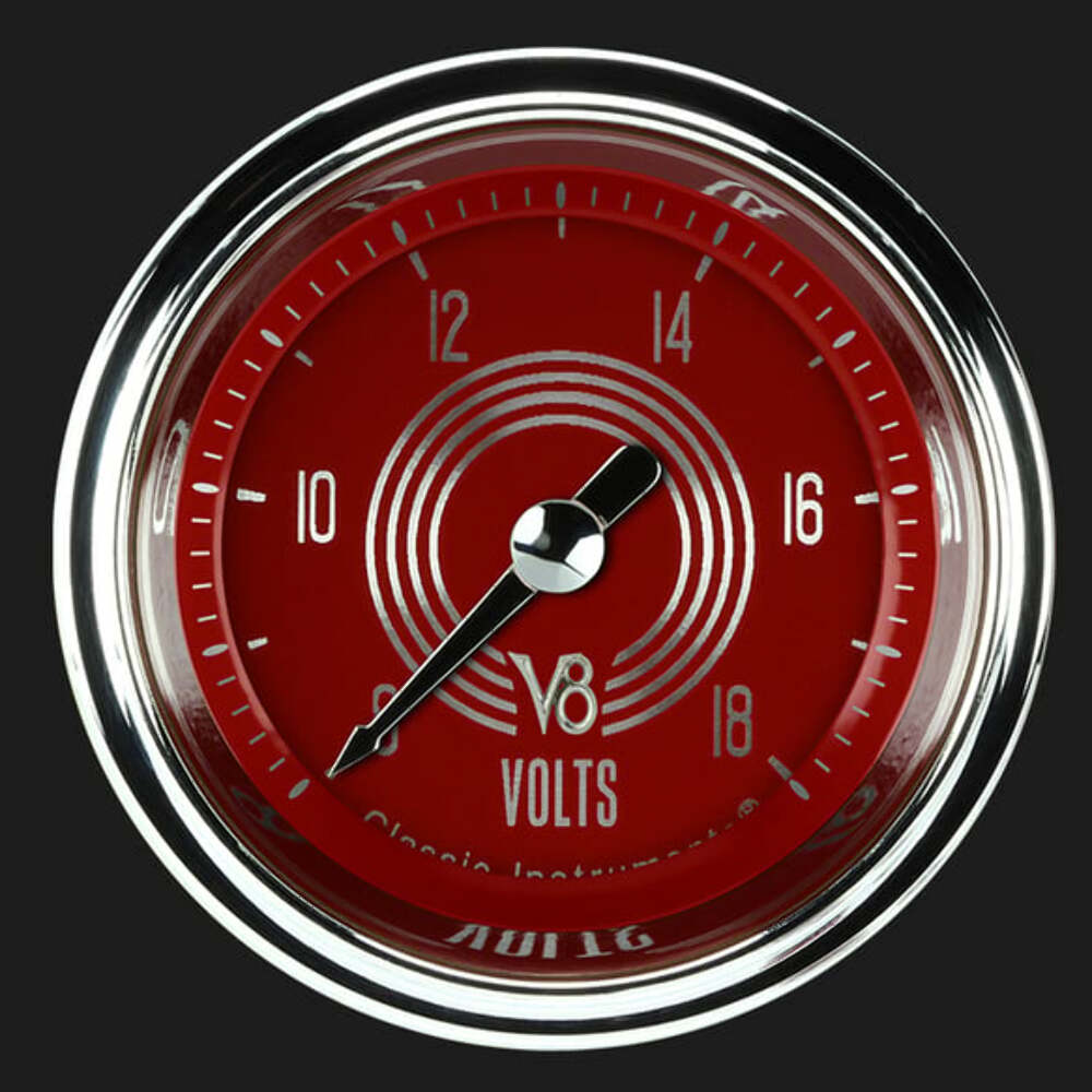 V8 Red Steelie 2 1/8" Voltage Gauge V8RS130SHC