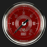 V8 Red Steelie 2 1/8" Boost Gauge, 60 psi V8RS143SHC
