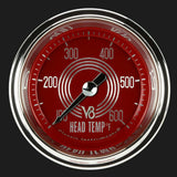 t V8 Red Steelie 2 1/8" Cylinder Head Temp. Gauge V8RS197SHC Classic Instruments