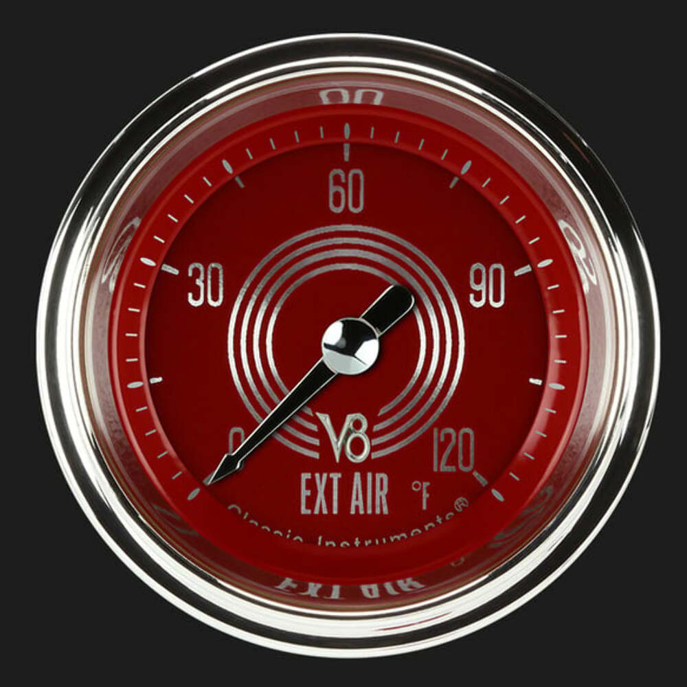 V8 Red Steelie 2 1/8" Outside Air Temp. Gauge V8RS199SHC