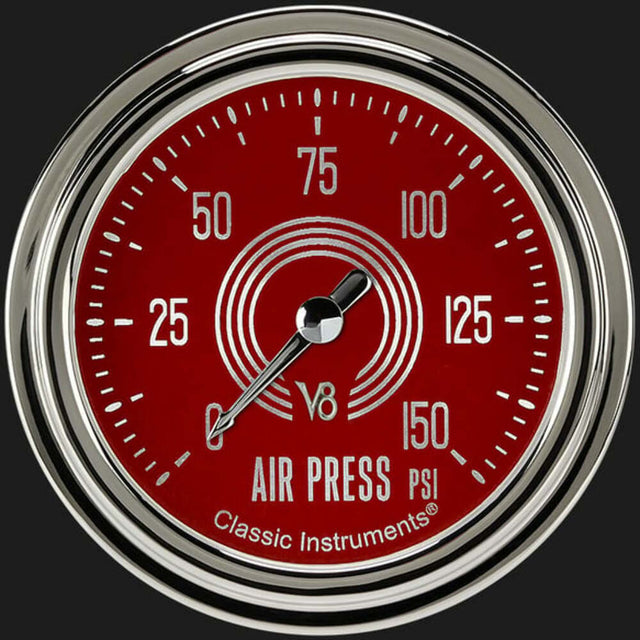 V8 Red Steelie 2 5/8" Air Pressure Gauge V8RS318SLC