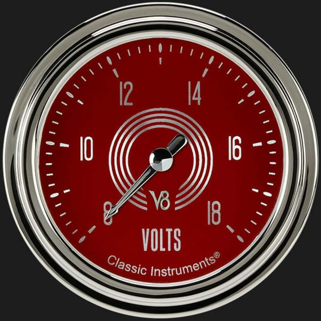 V8 Red Steelie 2 5/8" Voltage Gauge V8RS330SLC