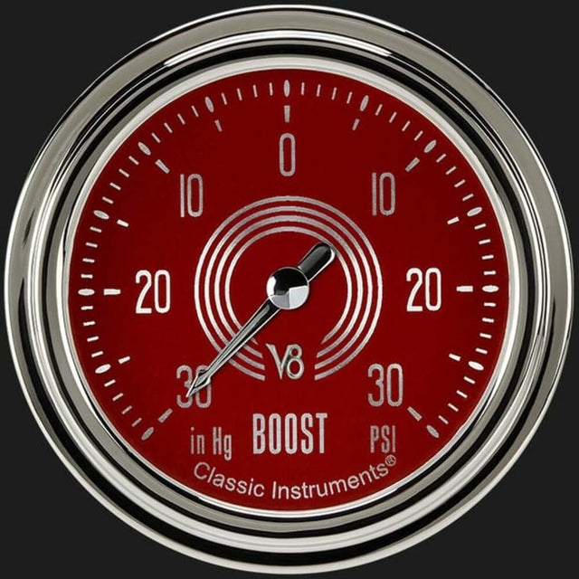 V8 Red Steelie 2 5/8" Boost/Vac Gauge V8RS341SLC