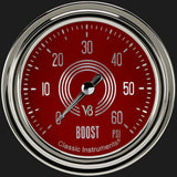 V8 Red Steelie 2 5/8" Boost Gauge, 60 psi V8RS343SLC