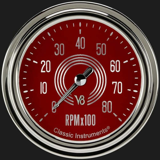 V8 Red Steelie 2 5/8" Tachometer V8RS383SLC