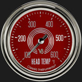 V8 Red Steelie 2 5/8" Cylinder Head Temp. Gauge V8RS397SLC