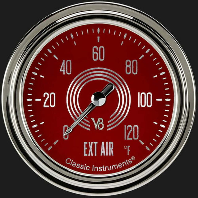 V8 Red Steelie 2 5/8" Outside Air Temp Gauge V8RS399SLC