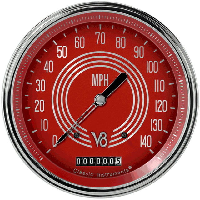 V8 Red Steelie 4 5/8" Speedometer V8RS56SLC
