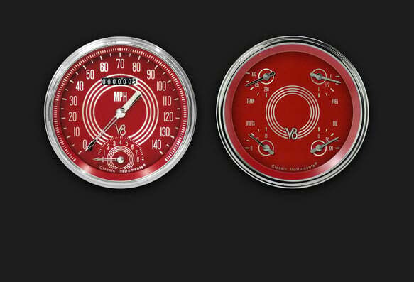 V8 Red Steelie Series Two Gauge Set V8RS62SLC