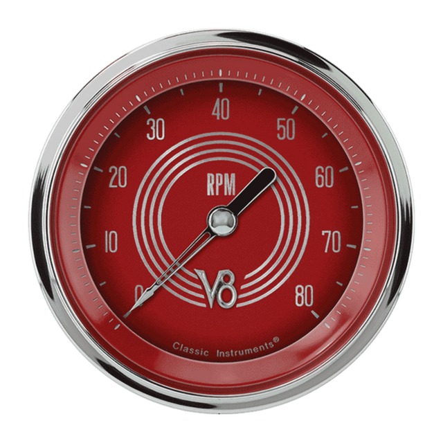 V8 Red Steelie 3 3/8" Tachometer V8RS80SHC