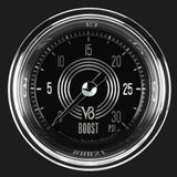 V8 Speedster 2 1/8" Boost Gauge, 30 psi V8SR142SHC
