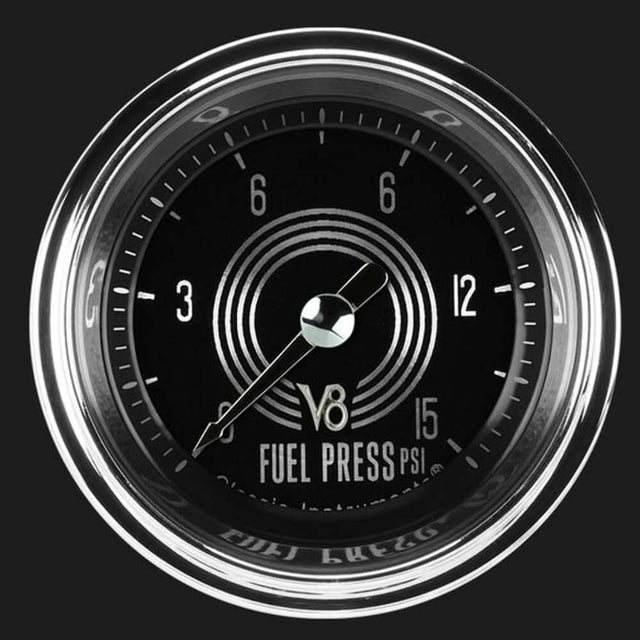 V8 Speedster 2 1/8" Fuel Pressure Gauge, 15 psi V8SR145SHC