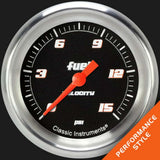 Velocity Black 2 5/8" Fuel Pressure Gauge, 15 psi VS345BAPF