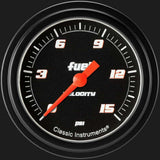 t Velocity Black 2 5/8" Fuel Pressure Gauge, 15 psi VS345BBLF Classic Instruments