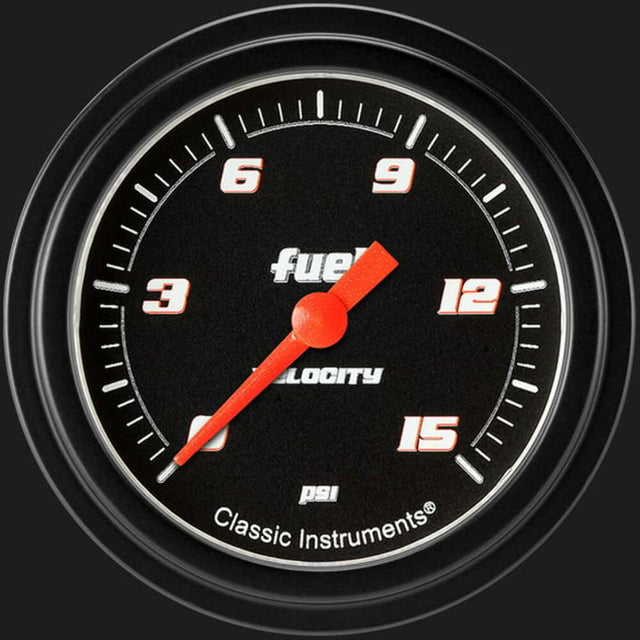 t Velocity Black 2 5/8" Fuel Pressure Gauge, 15 psi VS345BBLF Classic Instruments