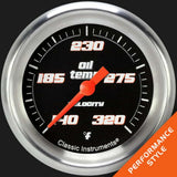 t Velocity Black 2 5/8" Oil Temperature Gauge VS328BAPF Classic Instruments