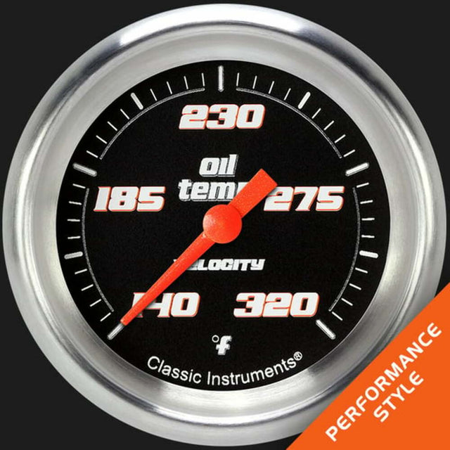 t Velocity Black 2 5/8" Oil Temperature Gauge VS328BAPF Classic Instruments
