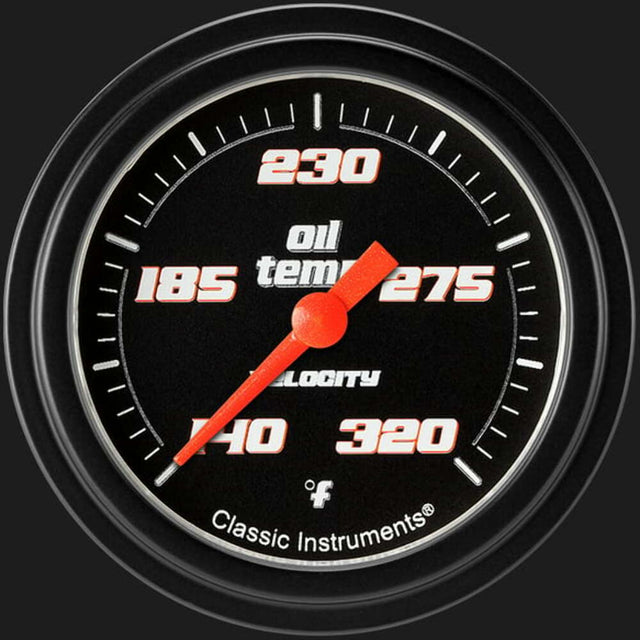 Velocity Black 2 5/8" Oil Temperature Gauge VS328BBLF