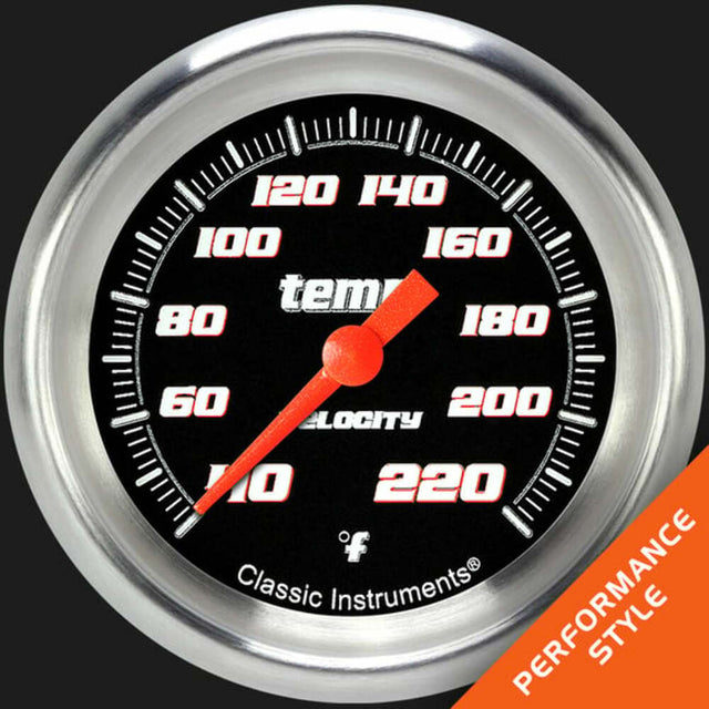 t Velocity Black 2 5/8" Stock Eliminator Temp. Gauge VS329BAPF Classic Instruments