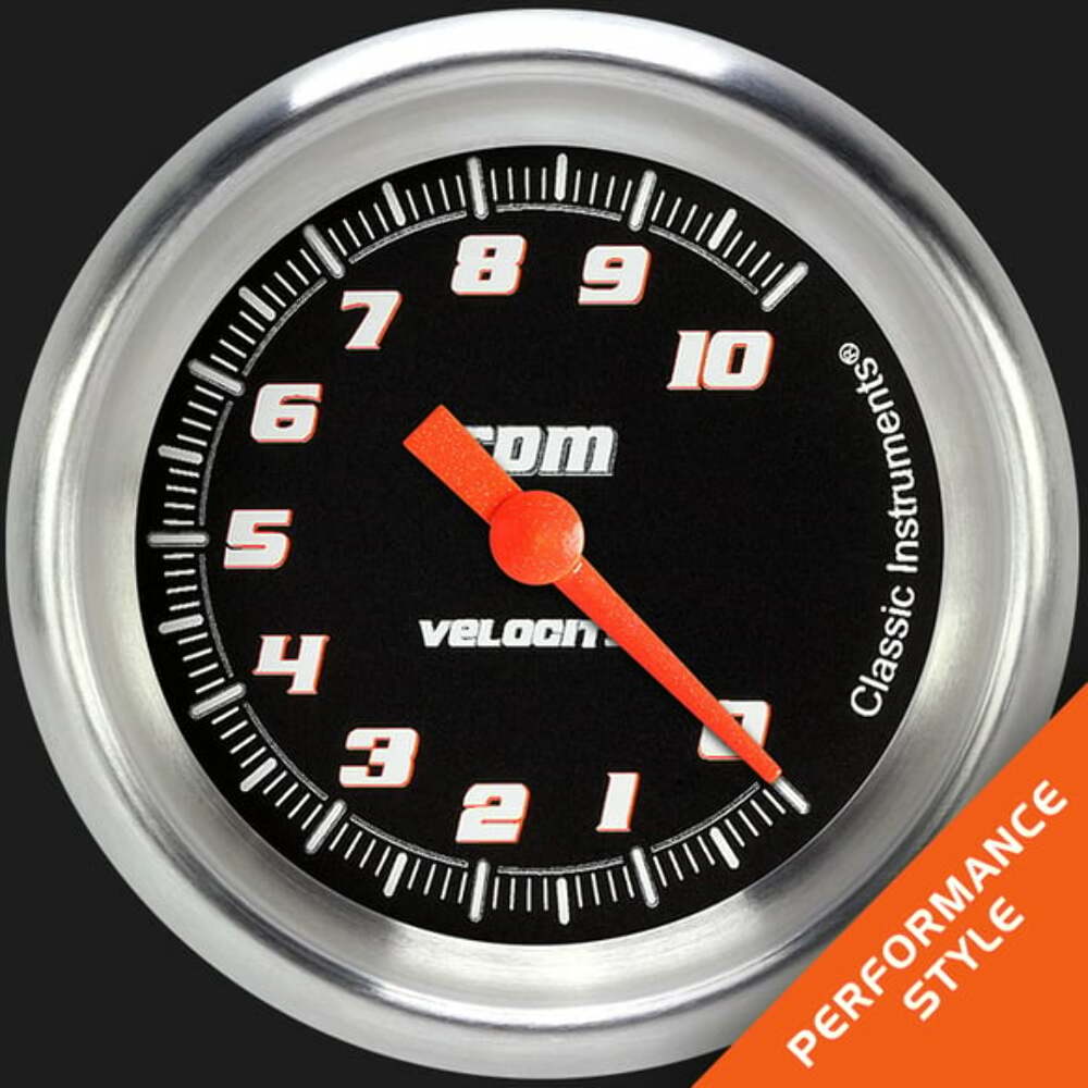 t Velocity Black 2 5/8" Tachometer VS383BAPF Classic Instruments