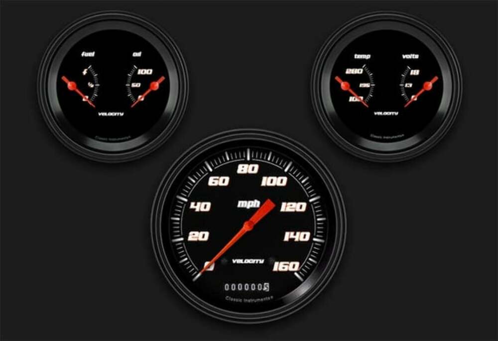 Velocity Black Series Three Gauge Set VS64BBLF