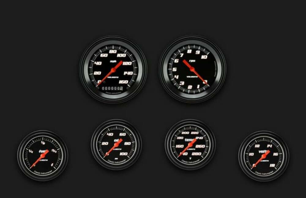 Velocity Black Six Gauge Set 301 VS301BBLF