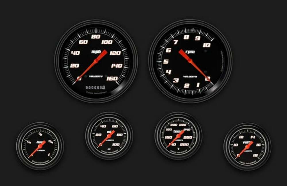 t Velocity Black Six Gauge Set 351 VS351BBLF Classic Instruments